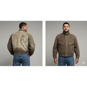 Vtg Retro Suede Leather Patina distressed steampunk bomber jacket L-XLgrunge